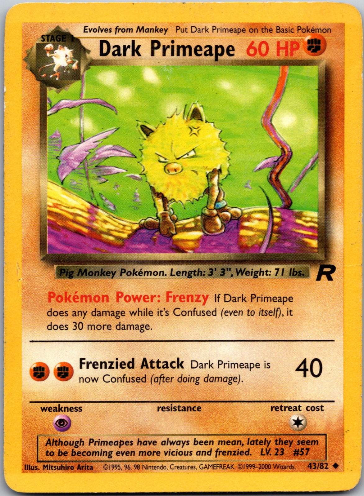 2000 Team Rocket 43/82 Dark Primeape HP Y359