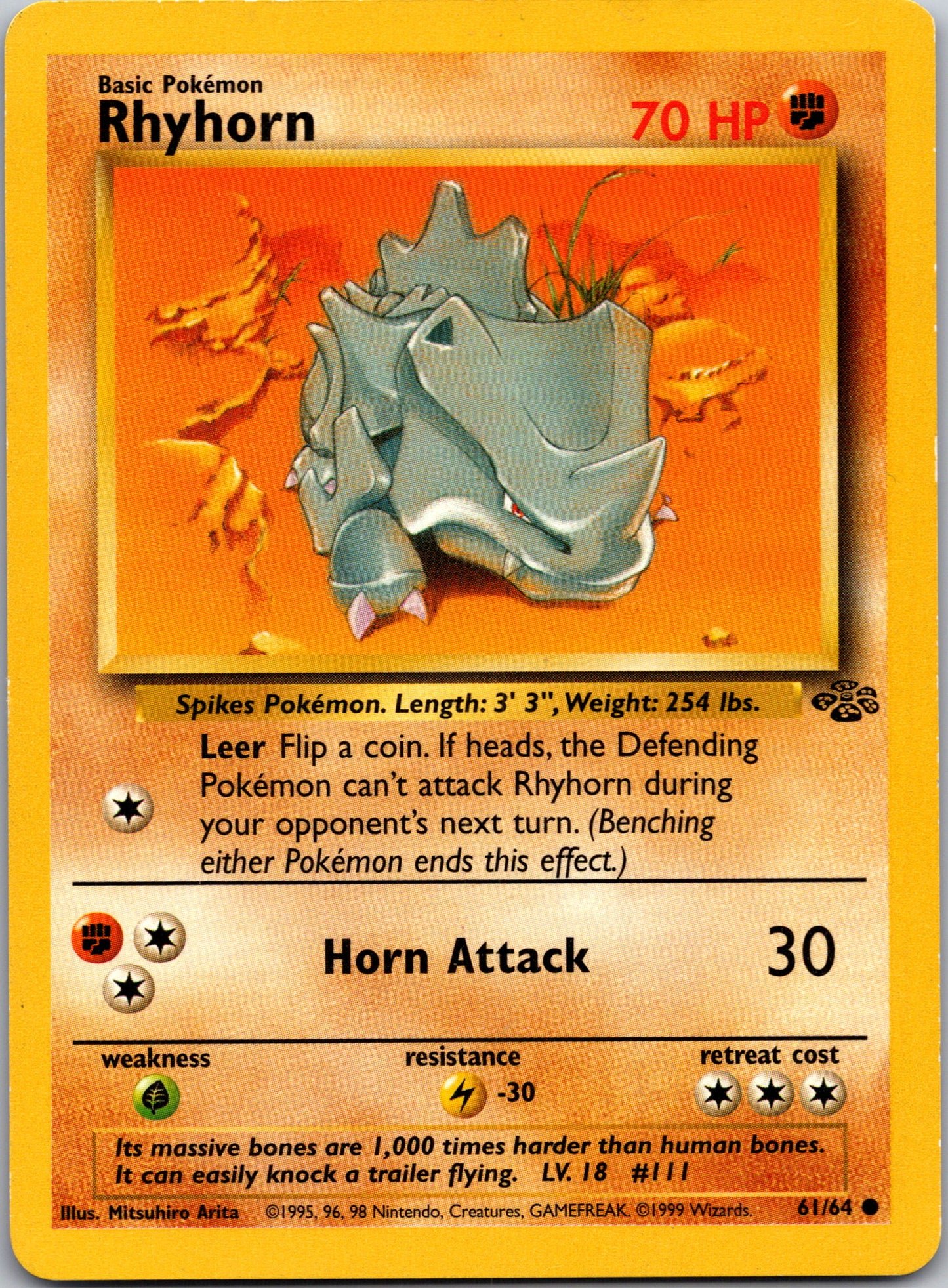 1999 Jungle 61/64 Rhyhorn Common A175