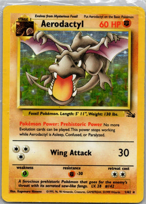 1999 Fossil 01/62 Aerodactyl (1) Holo Rare G199
