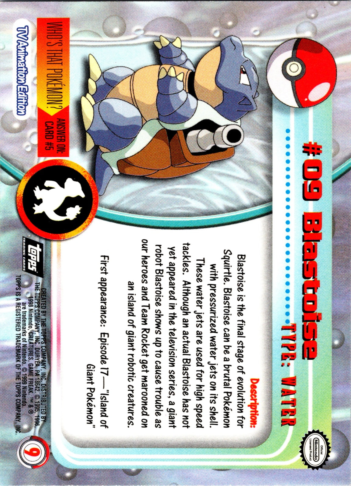 1999 Topps TV Blastoise LP  P196