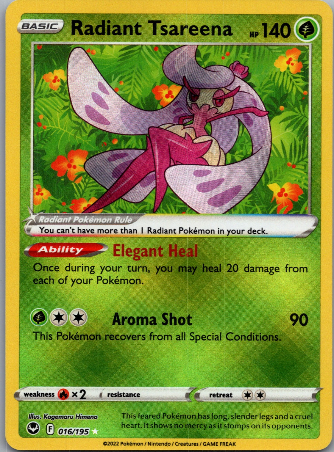 2022 SWSH12: Silver Tempest 016/195 Radiant Tsareena Radiant Rare D289