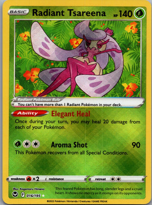 2022 SWSH12: Silver Tempest 016/195 Radiant Tsareena Radiant Rare D289