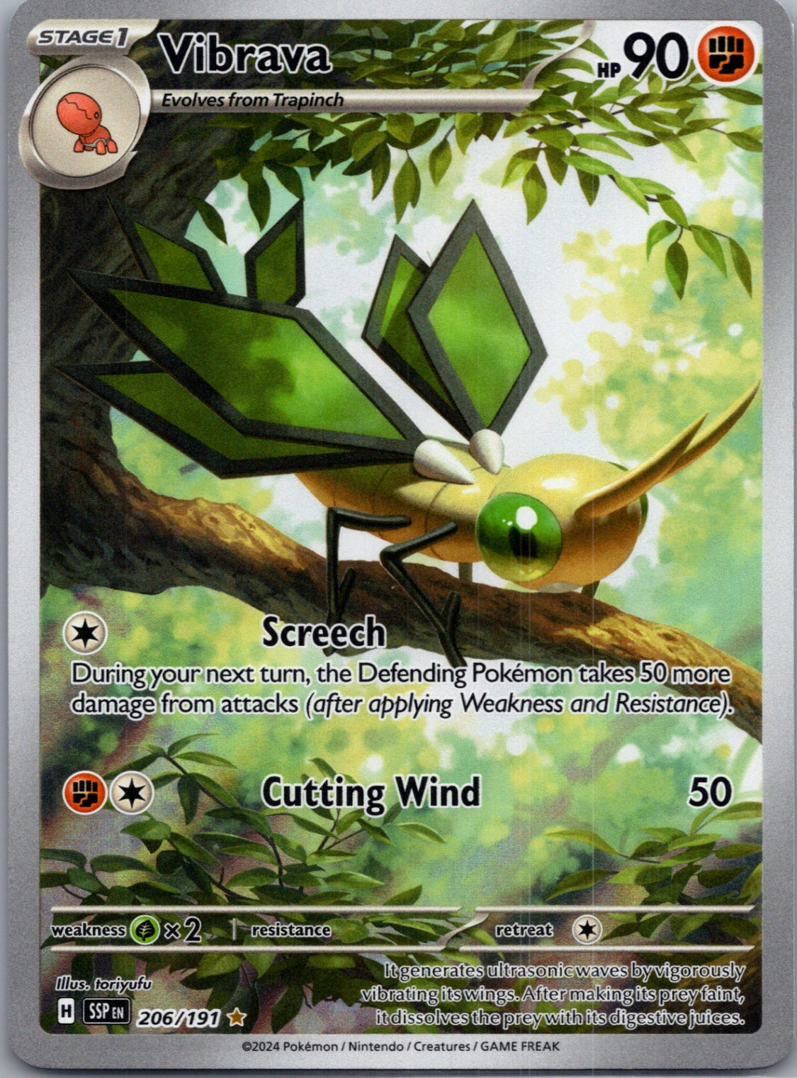 Vibrava Holofoil Illustration Rare SV08: Surging Sparks 206/191 NM