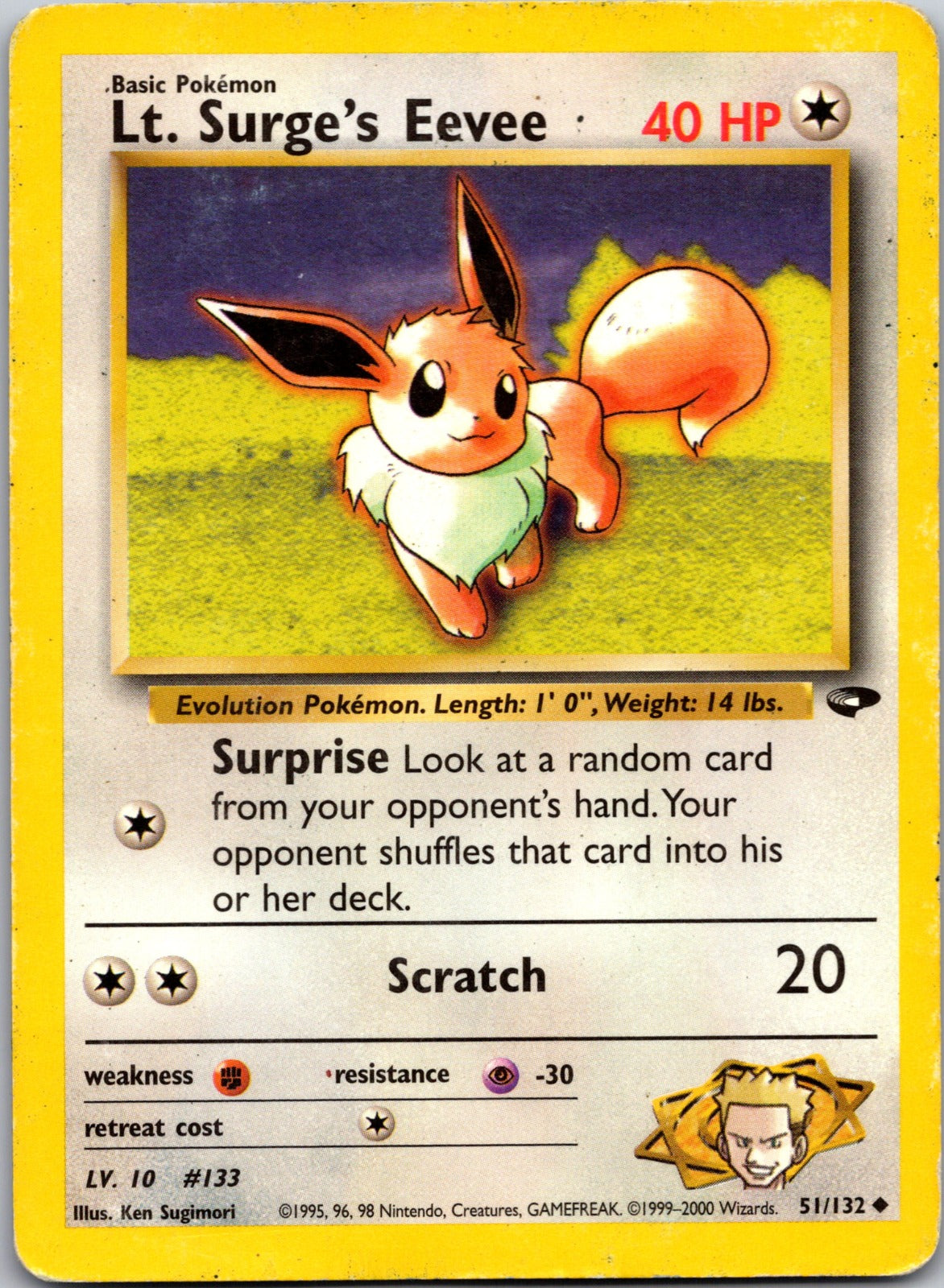 2000 Gym Challenge 051/132 Lt. Surge's Eevee LP