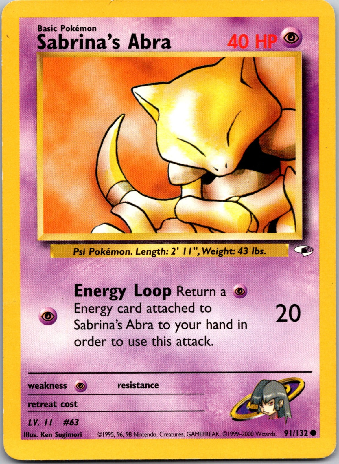 2000 Gym Heroes 091/132 Sabrina's Abra LP