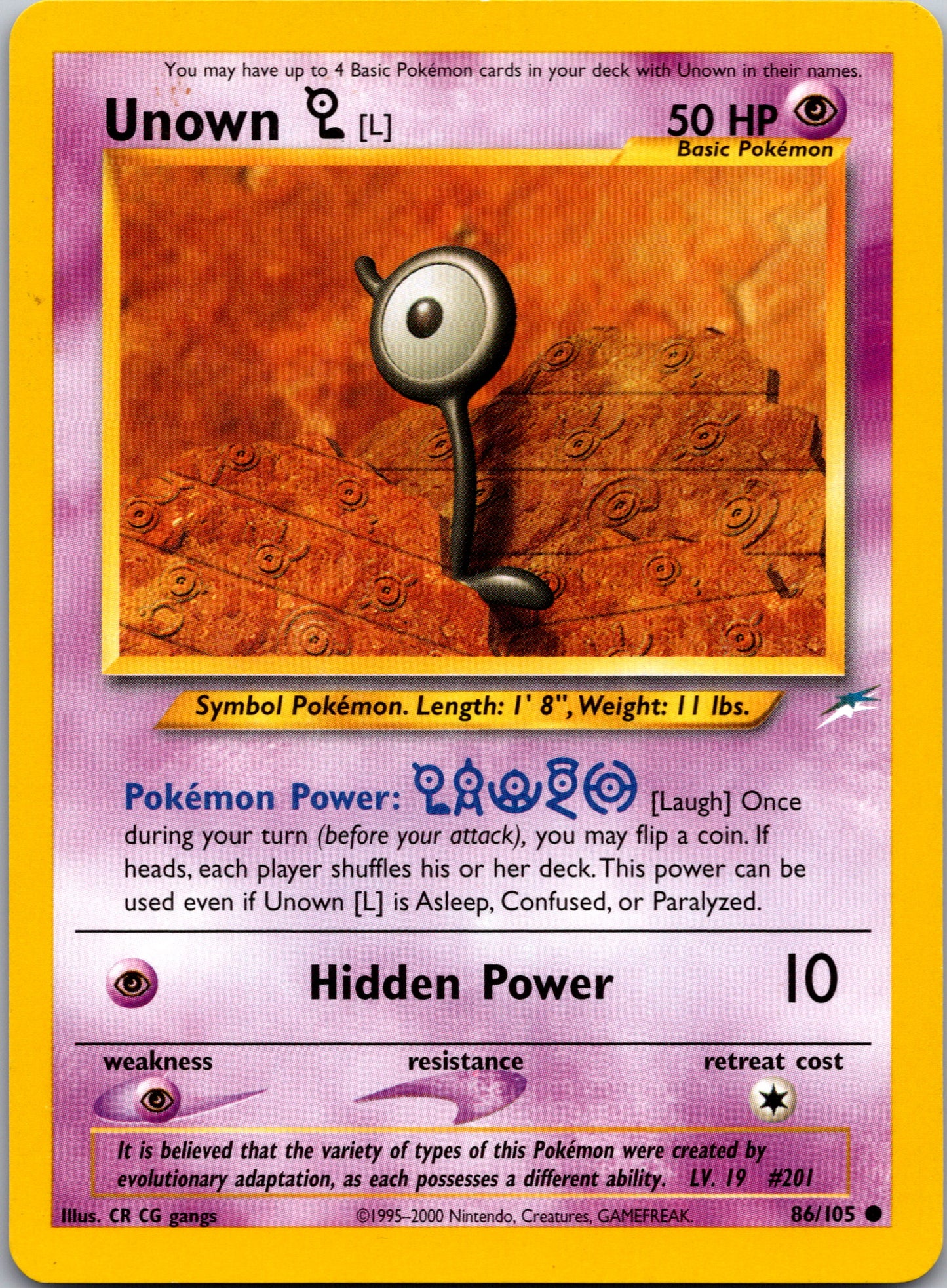 2002 Neo Destiny 086/105 Unown [L] Common A39