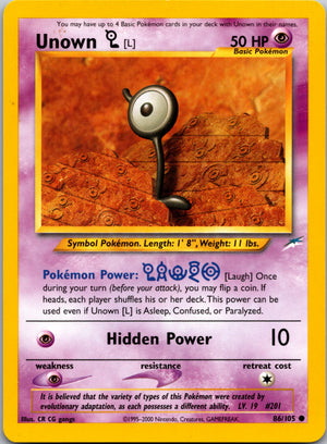 2002 Neo Destiny 086/105 Unown [L] Common A39