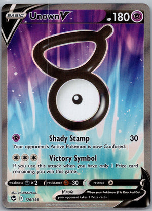 SWSH12: Silver Tempest 176/195 Unown V (Full Art) Ultra Rare NM