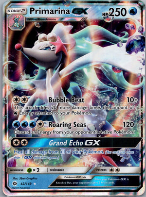 2017 SM Base Set 42/149 Primarina GX LP