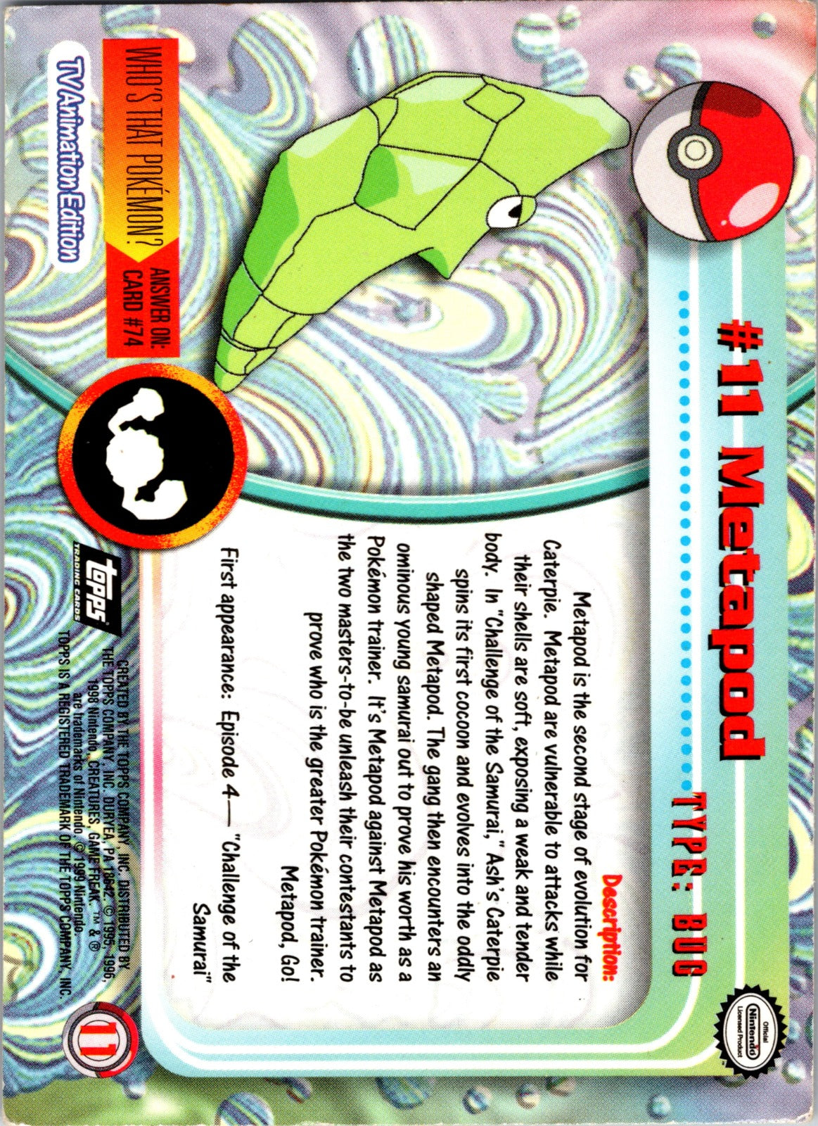1999 Topps TV Metapod MP  P206