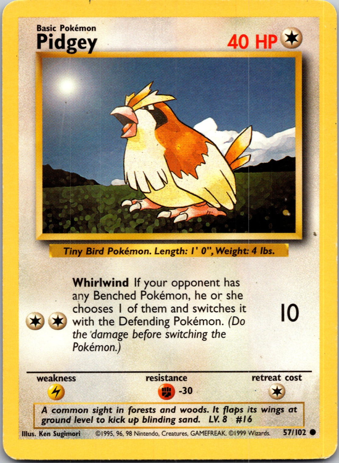 1999 Base Set  057/102 Pidgey Common M163