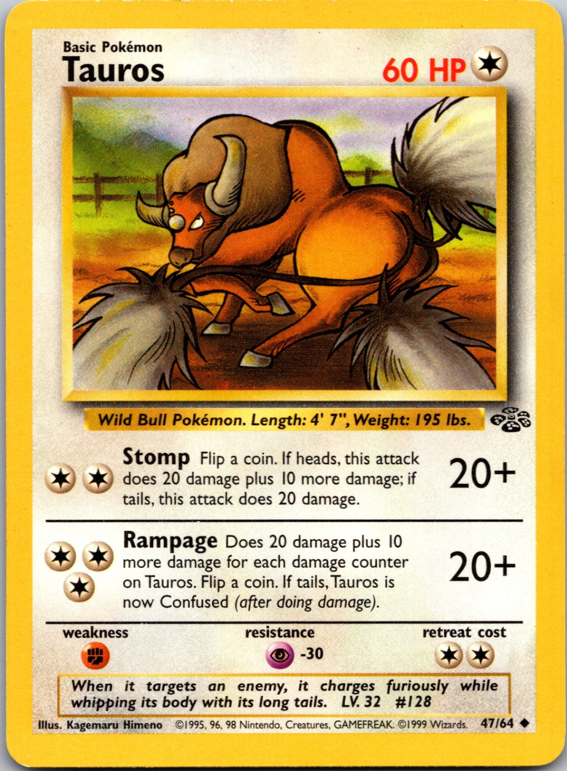 1999 Jungle #47/64 Tauros Uncommon C121