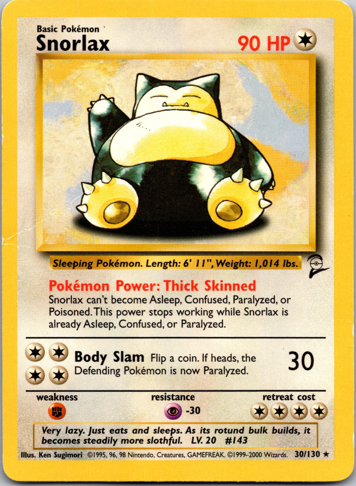 2000 Base Set 2 030/130 Snorlax MP Z131