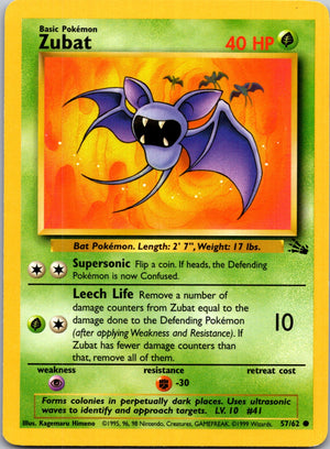 1999 Fossil #57/62 Zubat Common B316