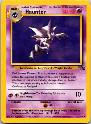 1999 Fossil 21/62 Haunter Rare B25