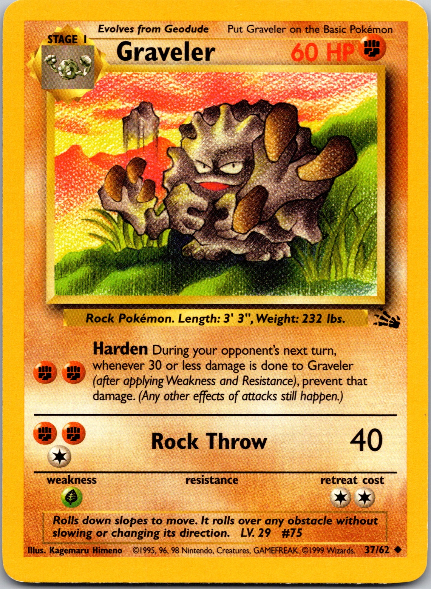 2000 Fossil 37/62 Graveler Uncommon A309