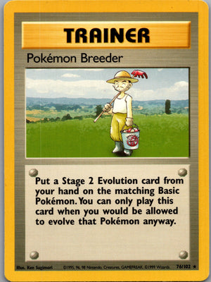 1999 Base Set 76/102 Pokémon Breeder Common C33