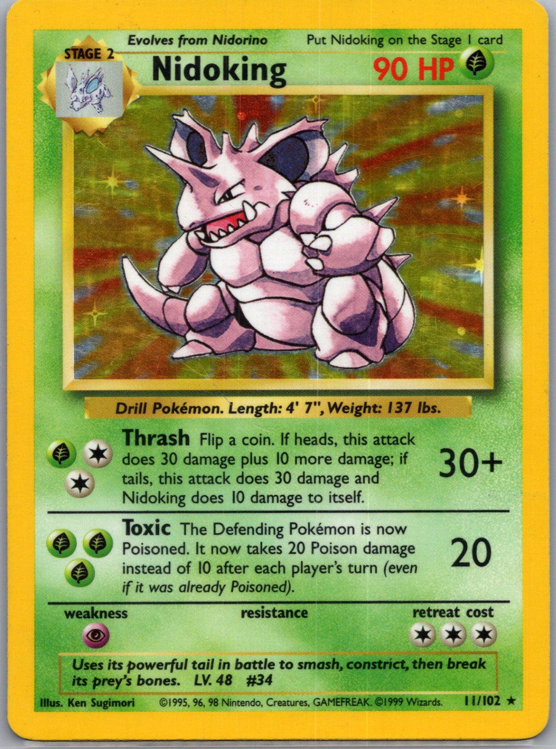 1999 Base Set 011/102 Nidoking Holo Rare G280