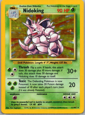1999 Base Set 011/102 Nidoking Holo Rare G280