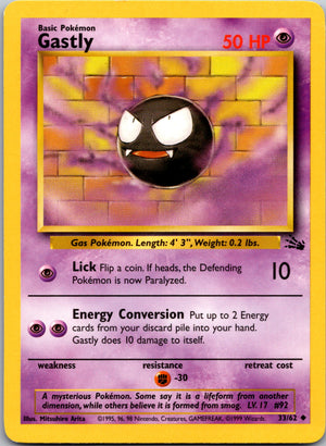 1999 Fossil 33/62 Gastly Uncommon A351