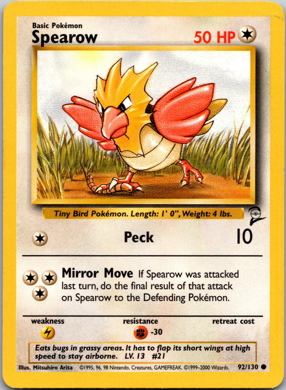 2000 Base Set 2 092/130 Spearow LP