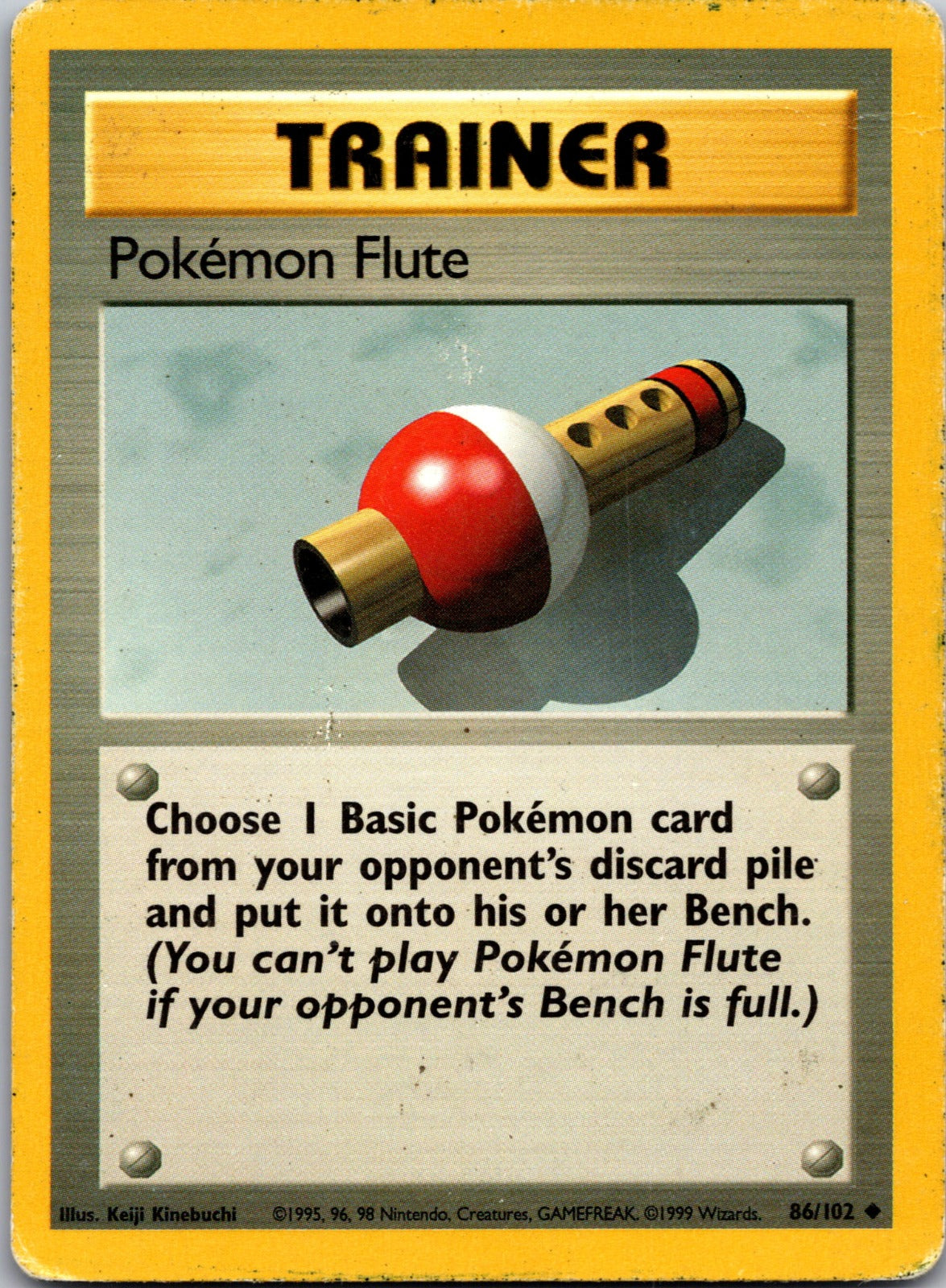 1999 Base Set (Shadowless) 086/102 Pokemon Flute LP