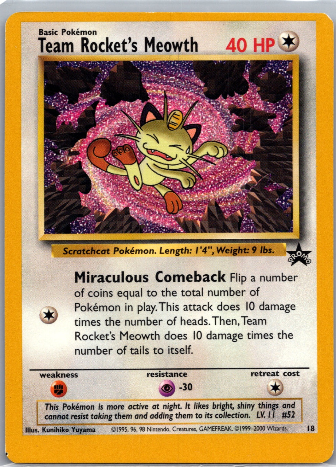 2000 WoTC Promo 18/53 Team Rocket's Meowth Promo M28