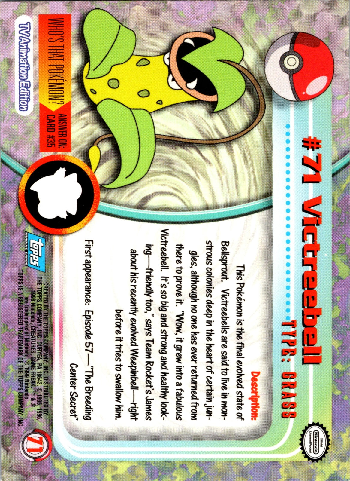 1999 Topps TV Victreebel LP  P88