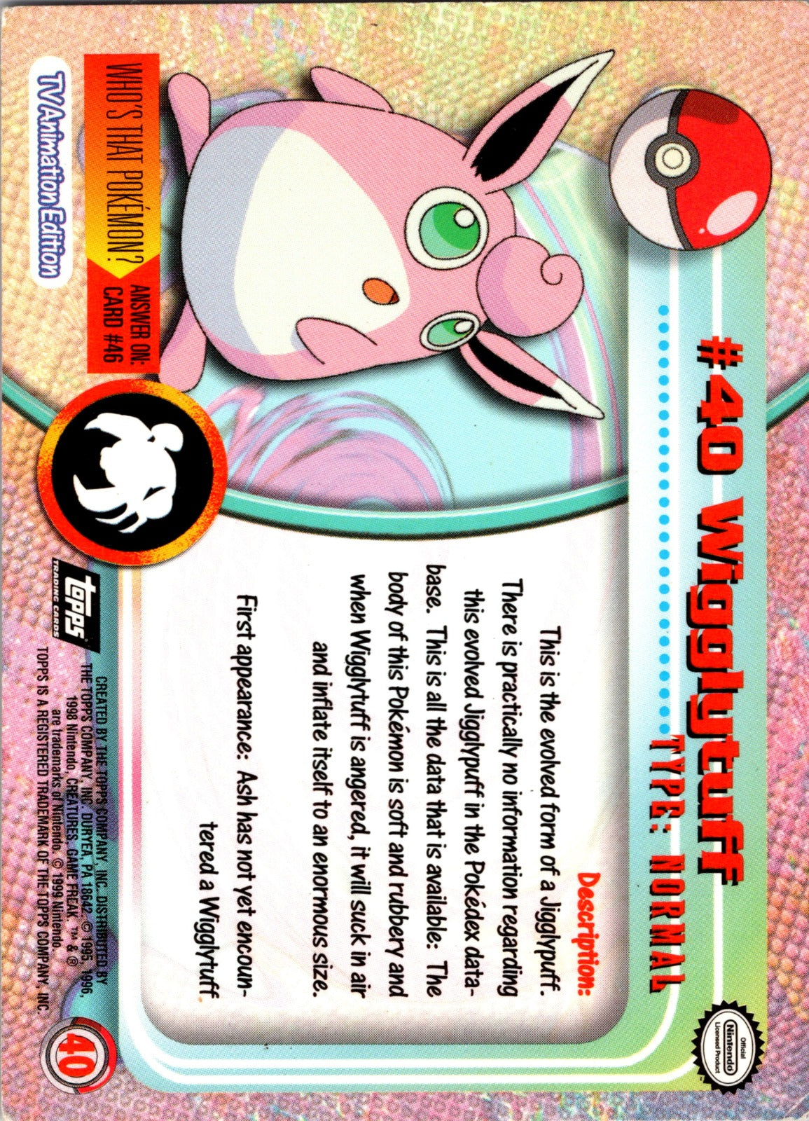 1999 Topps TV Wigglytuff LP  P177