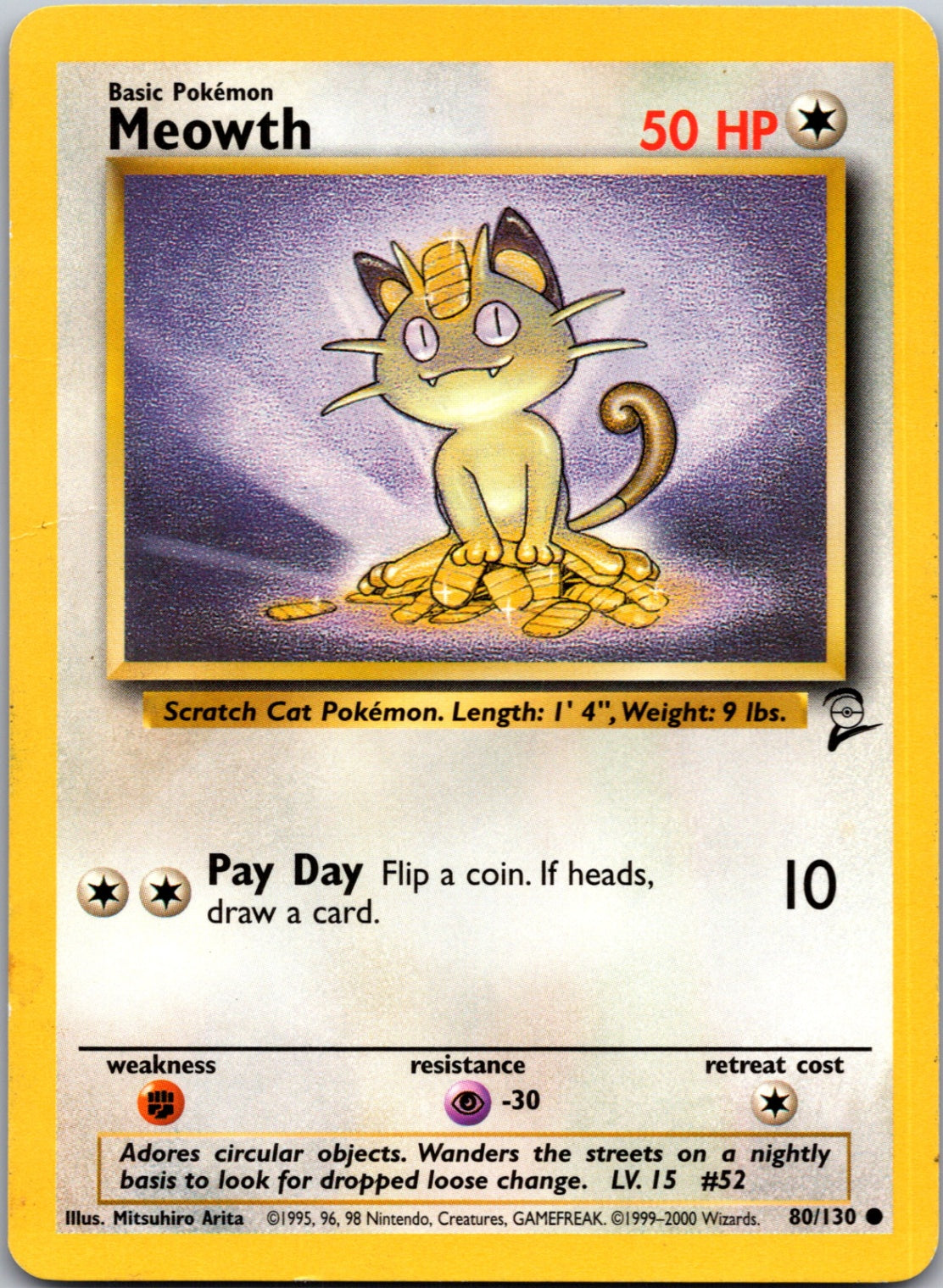 2000 Base Set 2 080/130 Meowth Common M238