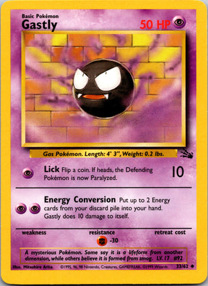 1999 Fossil 33/62 Gastly Uncommon A346