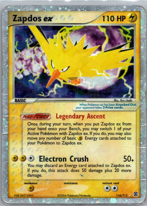 2004 Fire Red & Leaf Green 116/112 Zapdos ex Ultra Rare F91