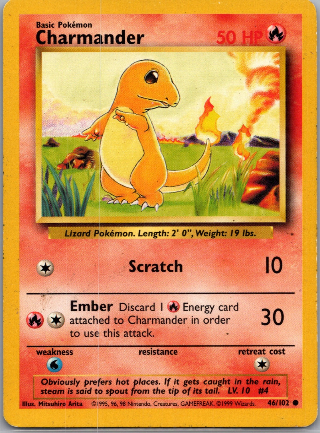 Base Set (Shadowless) 046/102 Charmander Common NM