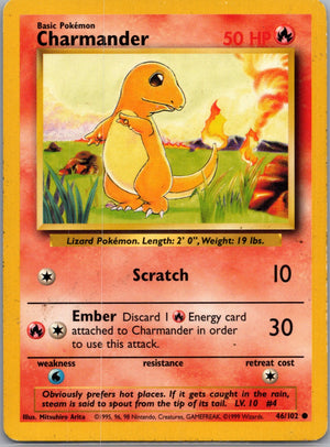 Base Set (Shadowless) 046/102 Charmander Common NM