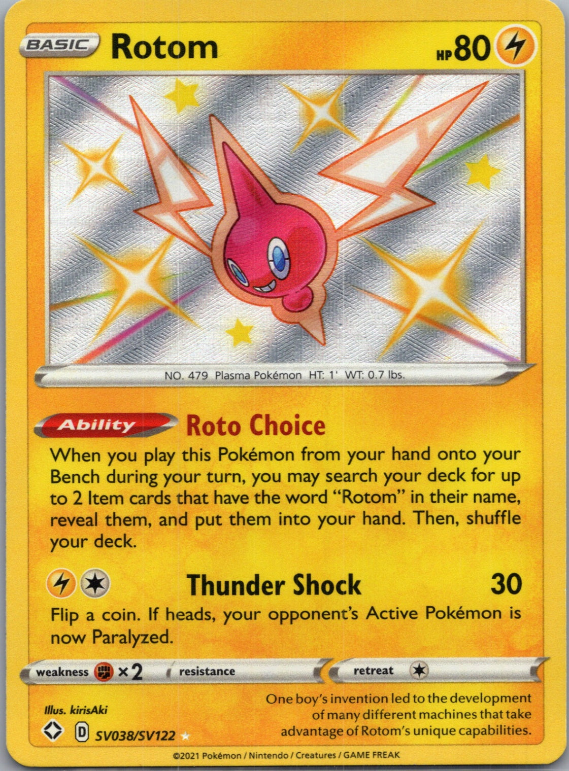 2021 Shining Fates: Shiny Vault SV038/SV122 Rotom Shiny Holo Rare F144