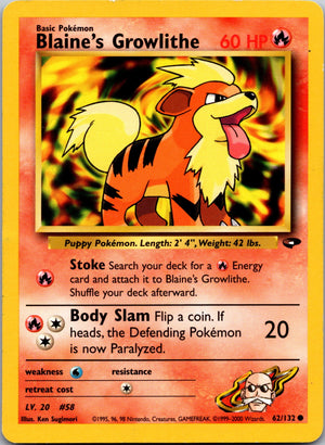2000 Gym Challenge 062/132 Blaine's Growlithe LP