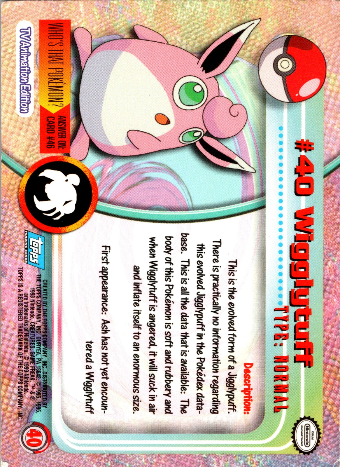 1999 Topps TV Wigglytuff MP  P176