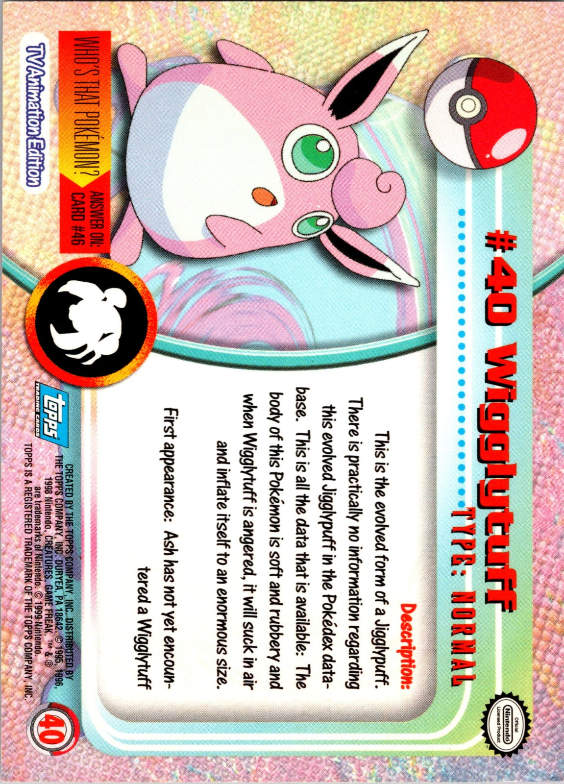 1999 Topps TV Wigglytuff LP  P182