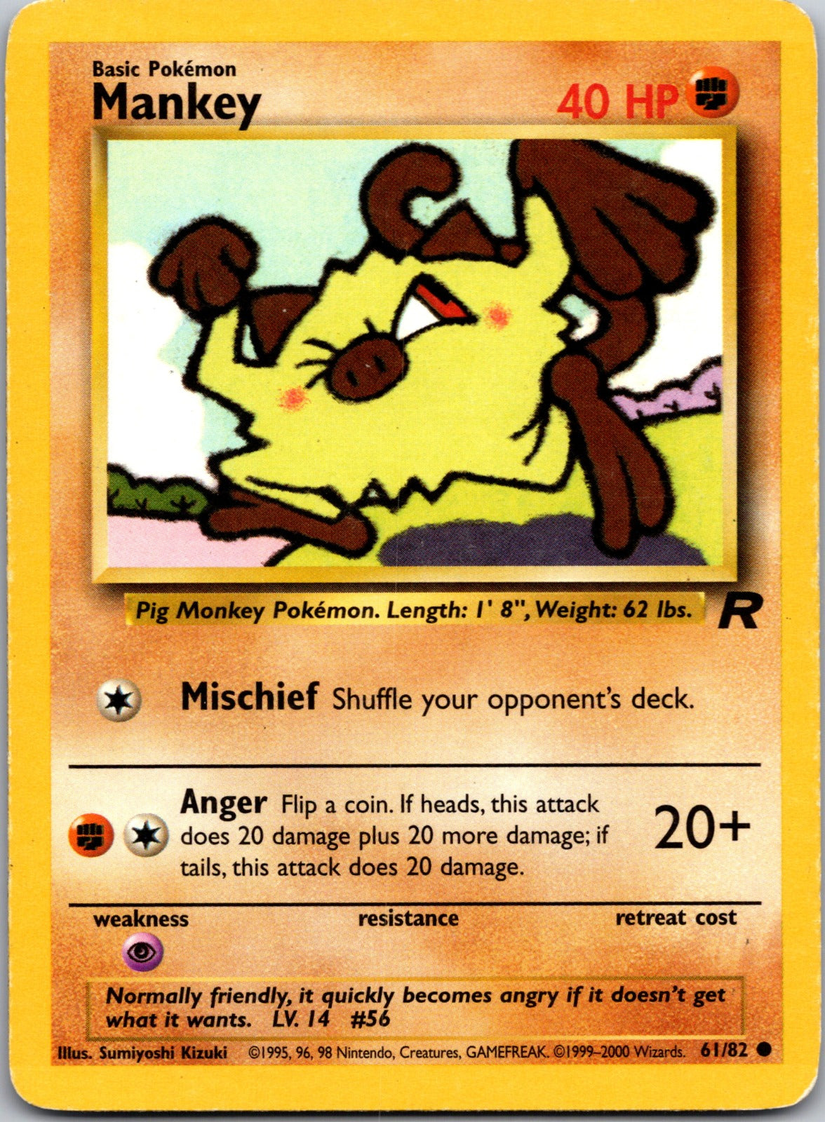 2000 Team Rocket 61/82 Mankey LP