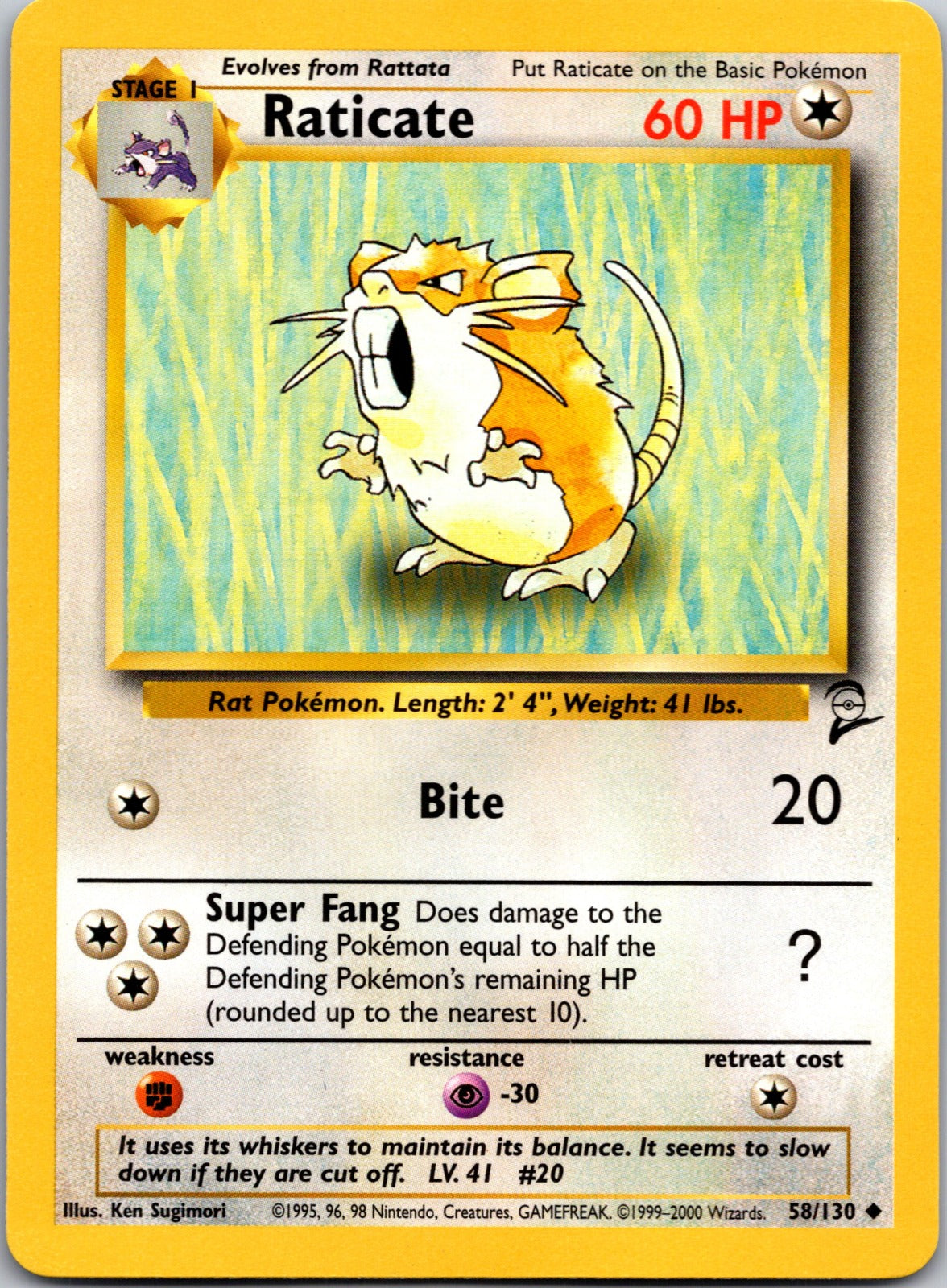 2000 Base Set 2 058/130 Raticate LP