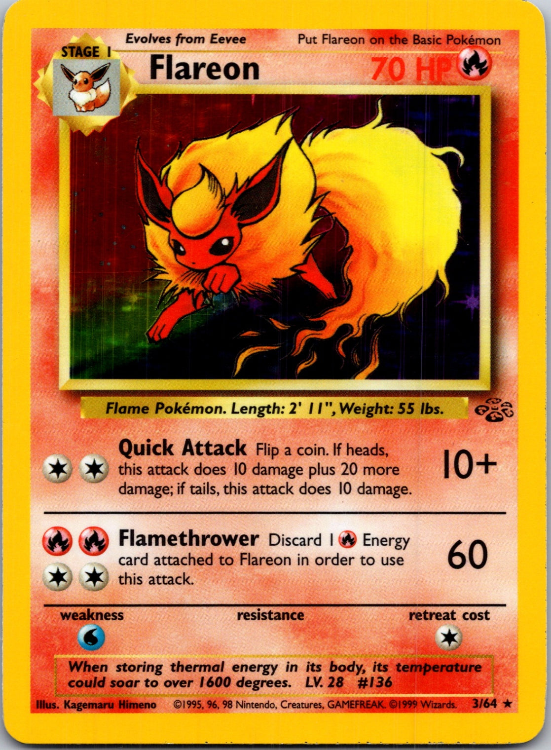 1999 Jungle 03/64 Flareon (3) Holo Rare F48