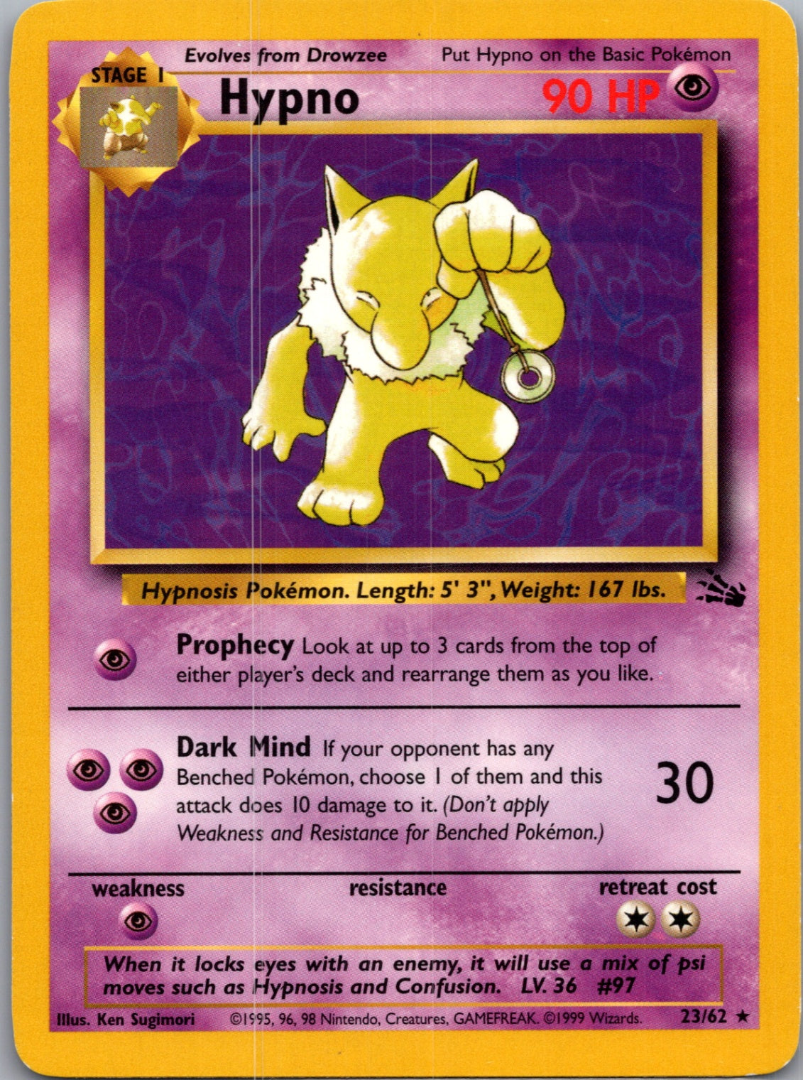 Fossil 23/62 Hypno (23) Rare NM