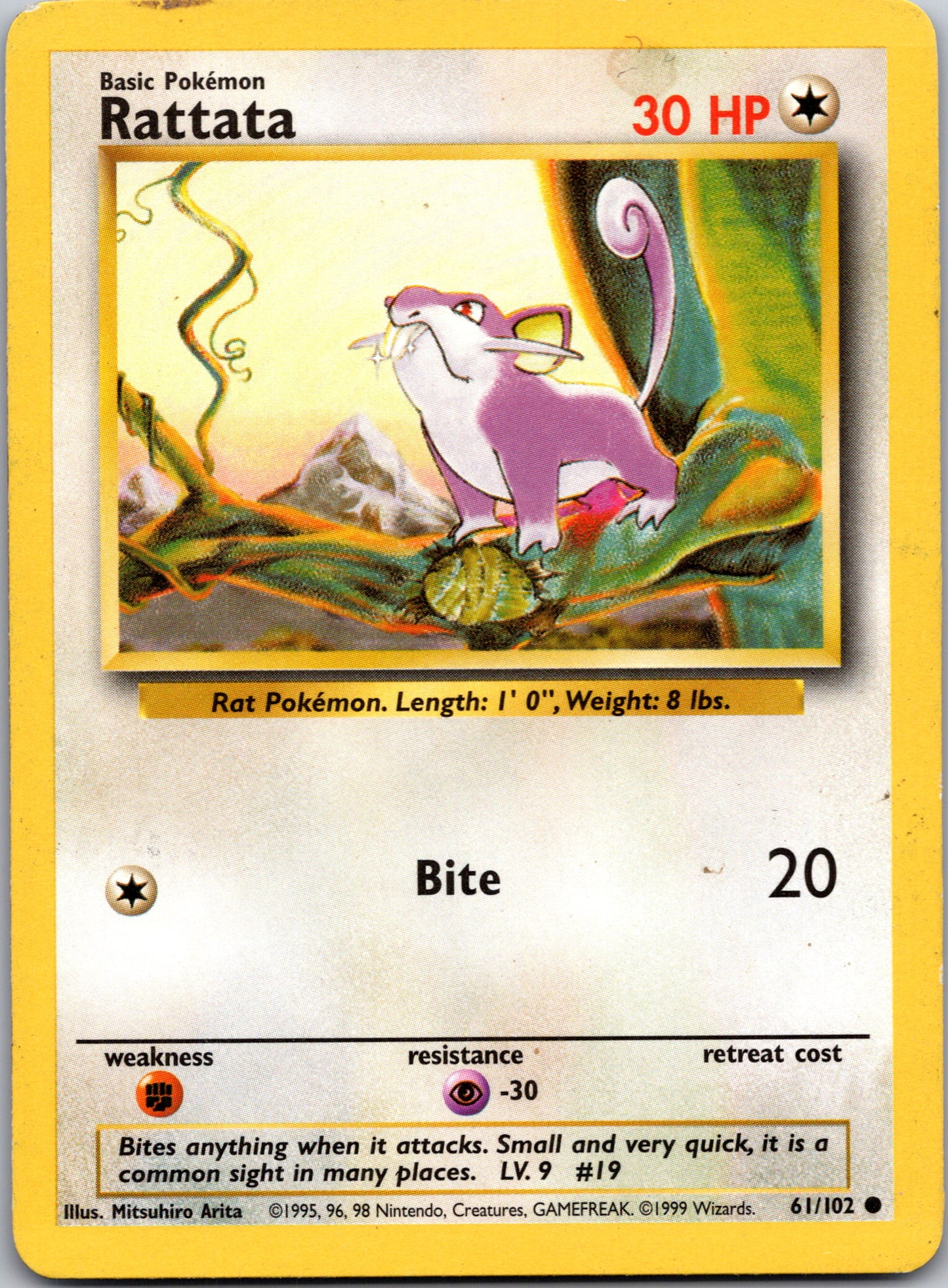 1999 Base Set 061/102 Rattata Common A195