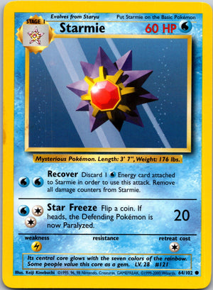 1999 Base Set  064/102 Starmie Common L119