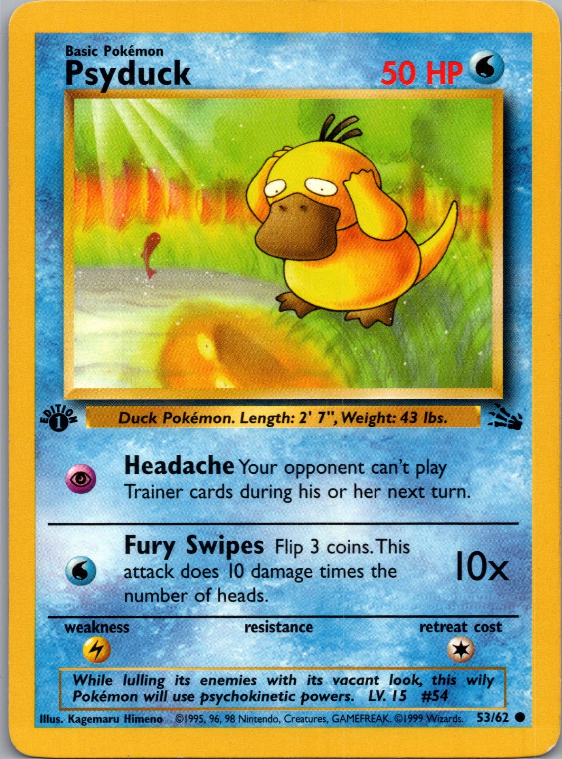 1999 Fossil 53/62 Psyduck [1st Edition] F119