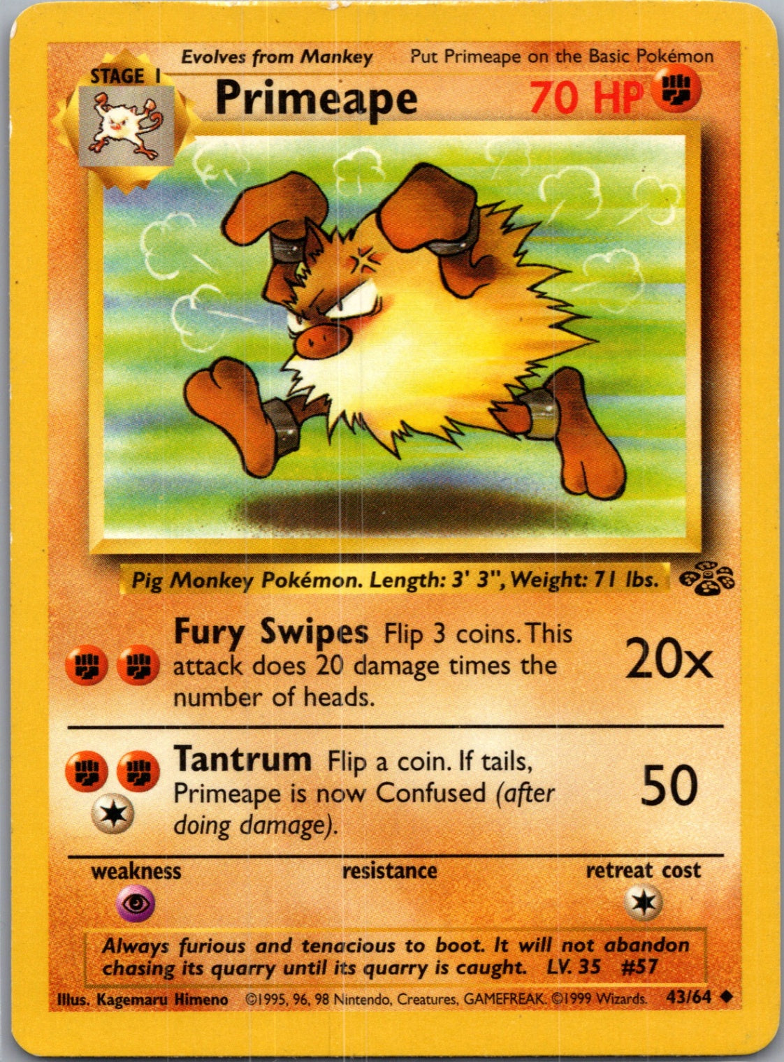 Jungle 43/64 Primeape Uncommon NM