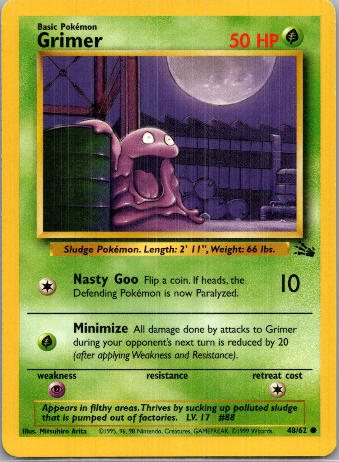 1999 Fossil #48/62 Grimer Common B174