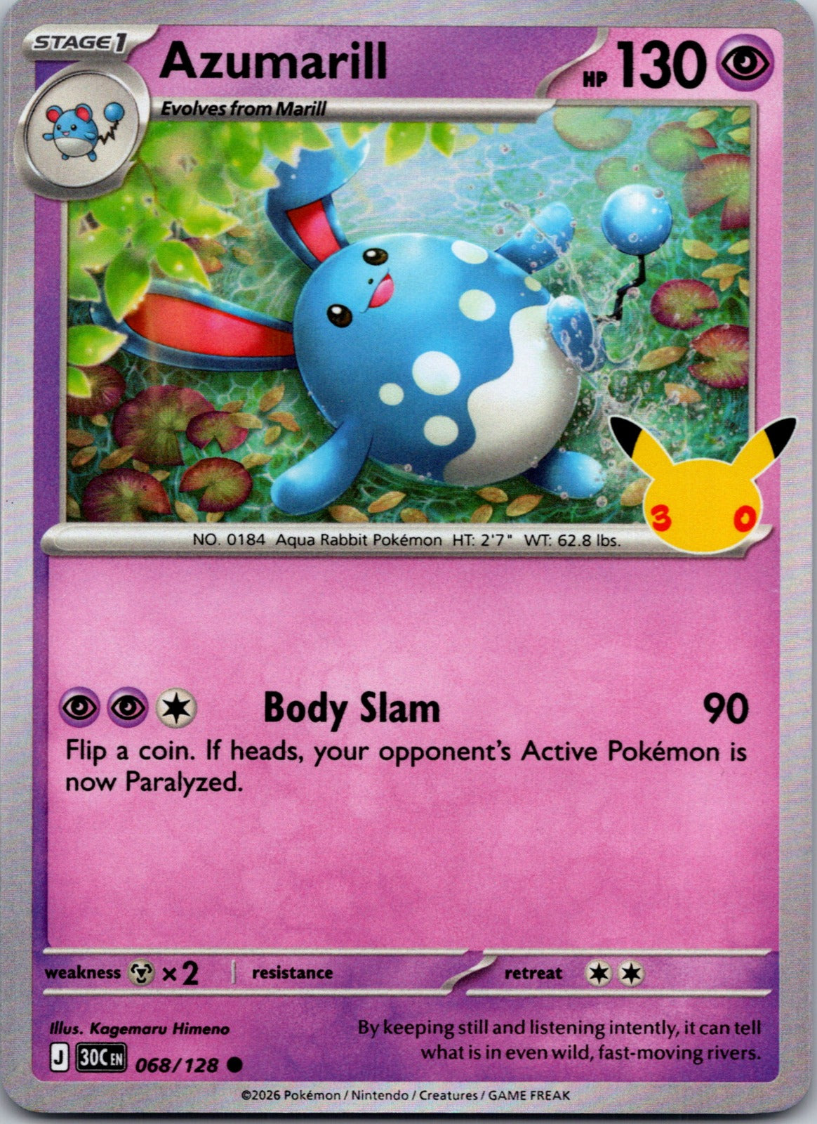 2026 ME: 30th Celebration 068/128 Azumarill LP