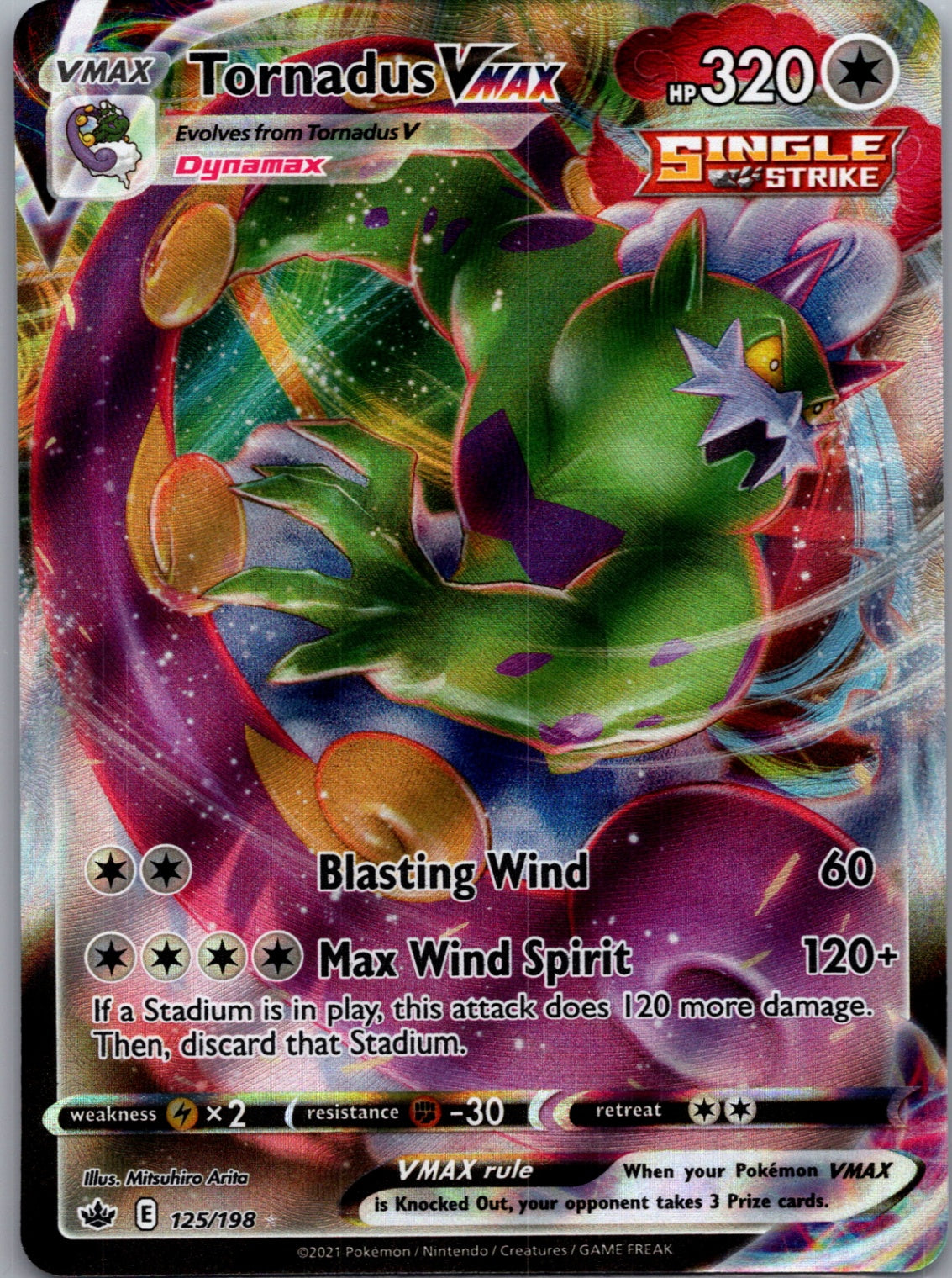 2021 SWSH06: Chilling Reign 125/198 Tornadus VMAX Ultra Rare D285