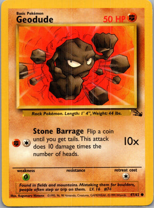 1999 Fossil #47/62 Geodude Common B144
